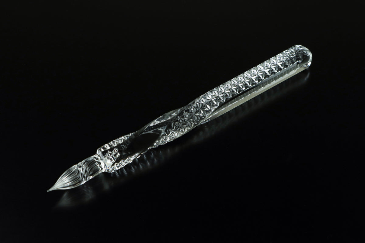 江戸切子ガラスペン｜ 麻の葉 半ひねり-HINERI Half-