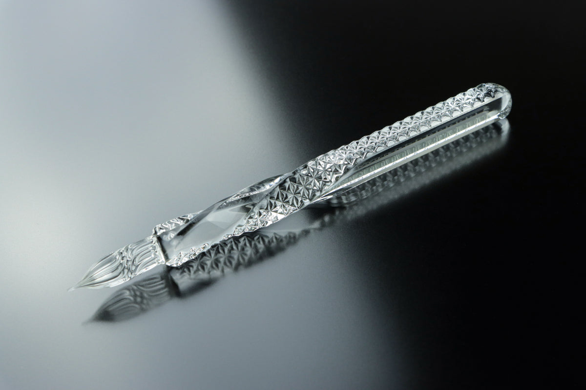 江戸切子ガラスペン｜ 麻の葉 半ひねり-HINERI Half-